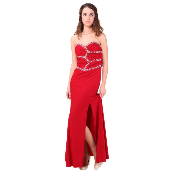 Robe longue fendue... ROUGE