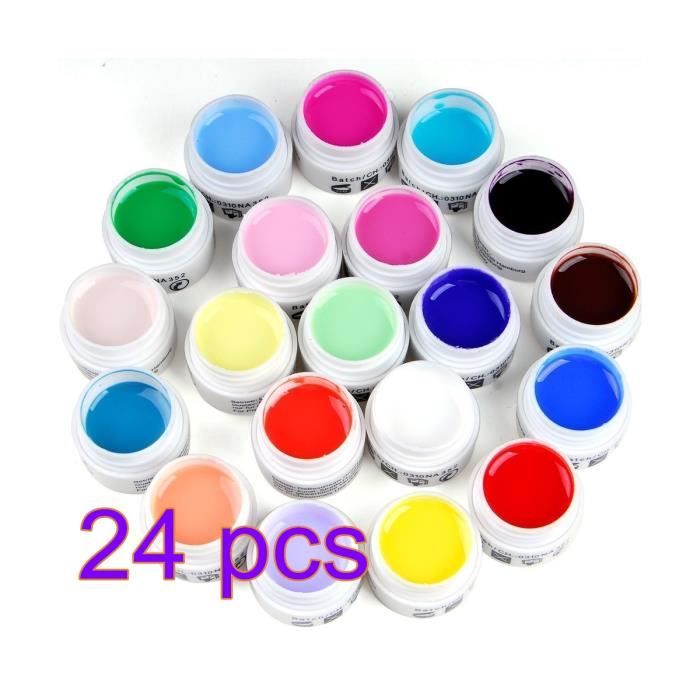 LOT 24 pot de UV GEL Nail Art Décorations design Extension construction
