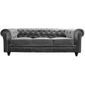  Canapé Chesterfield gris 3 places velours 