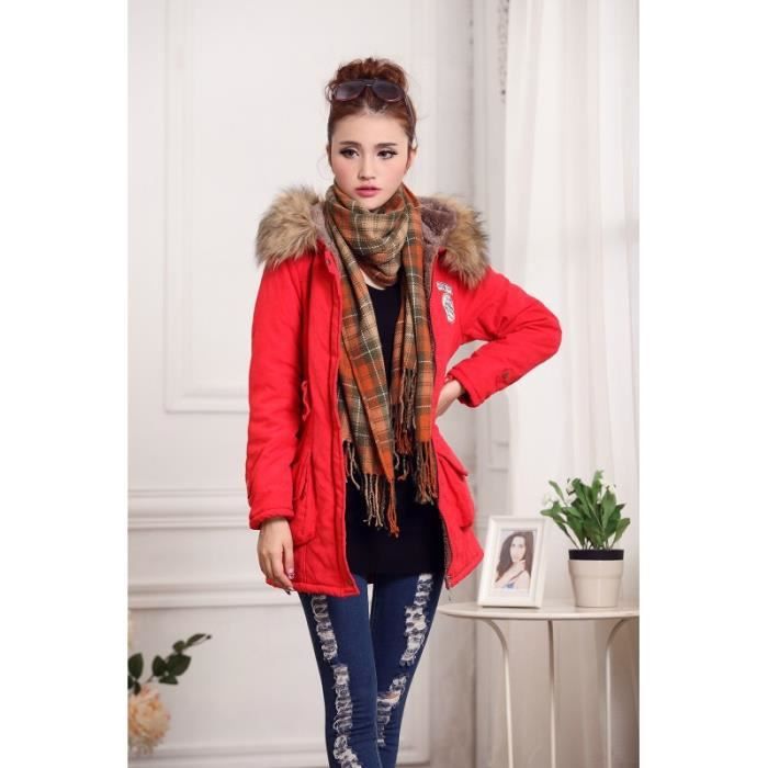 Hiver Veste Femme Manteau à Capuche Coton Vêtement Mi-long ...