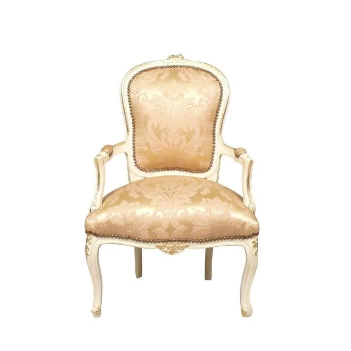 Fauteuil Louis XV blanc cassé et doré Fauteuil Louis XV blanc