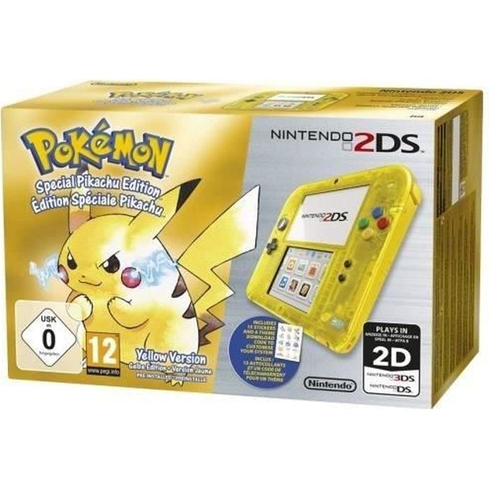 Nintendo 2DS Jaune Transparent + Jeu Pokémon Version Jaune
