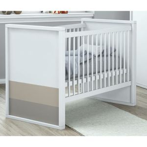 PLAGE Lit bébé ? Barreaux 60x120 cm coloris blanc, basalte et argile