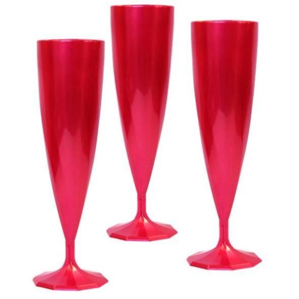 10 flûtes à Champagne plastique rose magenta 13cl Achat / Vente verre