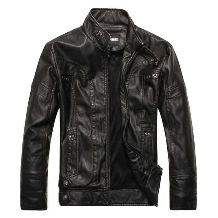 Mode Hommes Cuir cuir manteaux de moto veste lave manteau de cuir