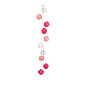 SEMA Guirlande Electrique Boules - Tissu Rose / Blanc - x10
