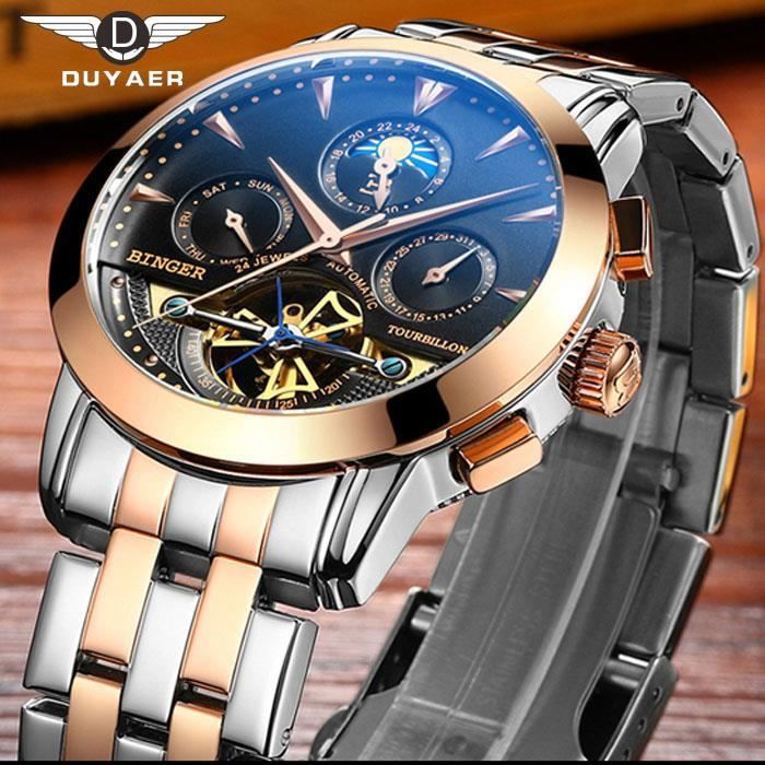 Suisse De Luxe Hommes Montre BINGER Marque Mécanique Montres