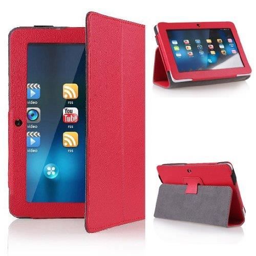 Coque 7 pouces Tablettes, MOONMINI Housse Etui de 7 Pouces en Cuir PU - Rouge - Prix pas cher 