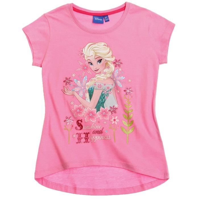 Tee shirt fille La reine des neiges Elsa 'Sunshine Rose Achat / Vente