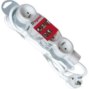 LEGRAND Rallonge multiprise standard 4x2 P+T cordon 3 m blanc et gris