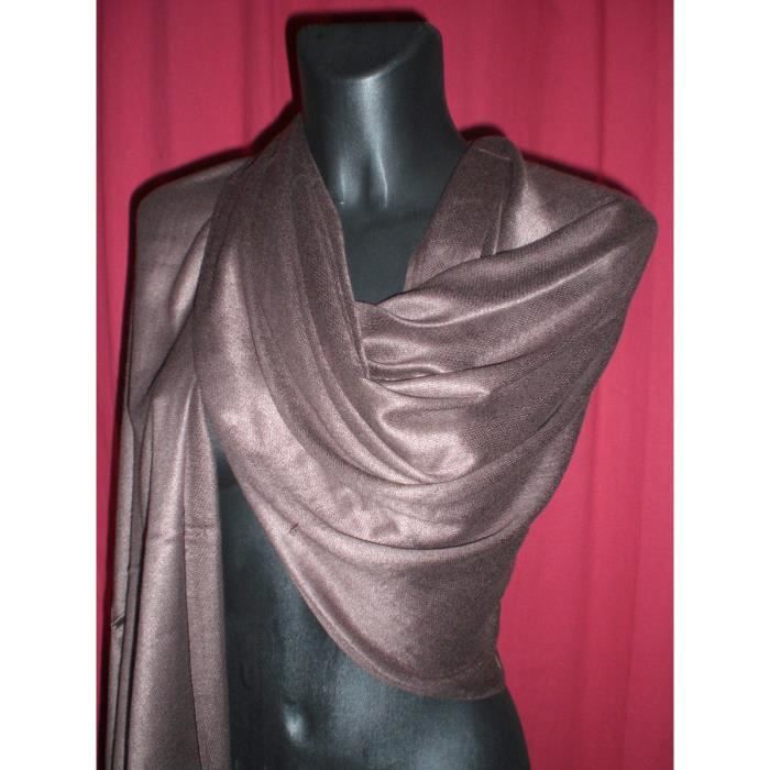 ETOLE chocolat, PASHMINA70% CACHEMIRE 30 % SOIE,190 X 75 CM + FRANGES
