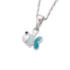 PENDENTIF VENDU SEUL Pendentif Poisson Email Bleu Argent