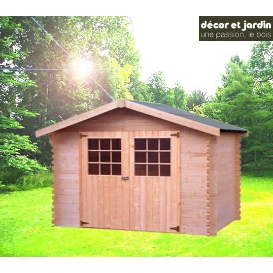 Abri jardin bois 28mm DAVY IV 3 x 3m 9.92m Pla Achat / Vente abri