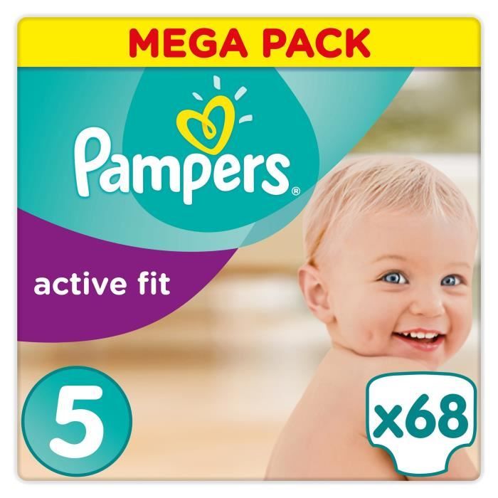 PAMPERS Active Fit Taille 5 11 à 25 kg 68 couches Format Mega