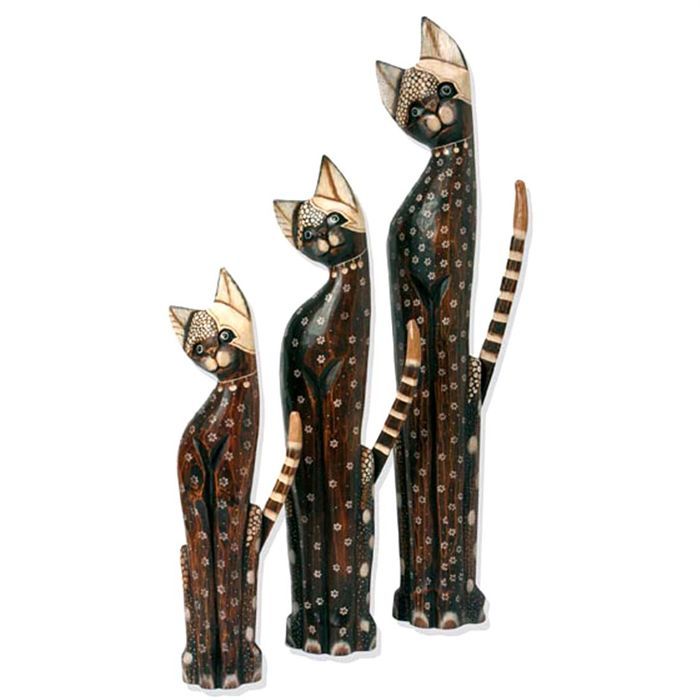 Statues chat en bois x 3 Achat / Vente statue statuette