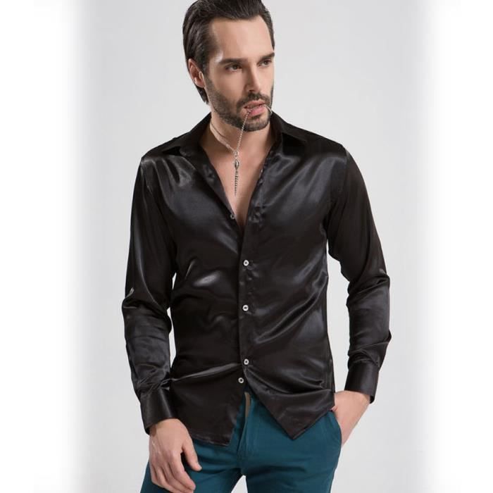 Les chemises en soie des hommes de haute qualité shirt à manches