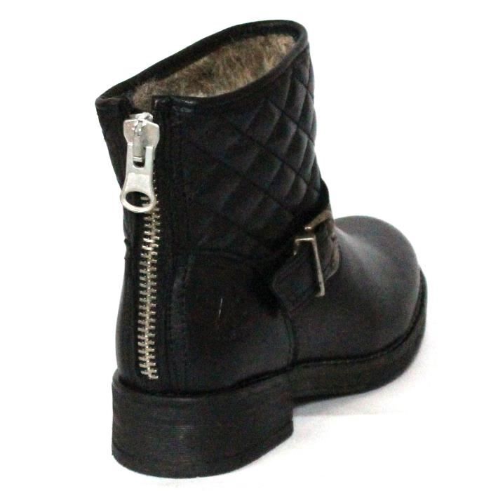 FEMME BOTTINES BASSE FOURREES CUIR NOIR T 41 - Achat / Vente bottine