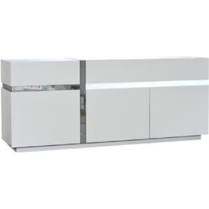 LINEANCE Bahut 200 cm avec éclairage LED laqué blanc