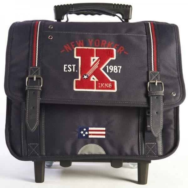 Cartable enfants comprenant des roues et une poign&eacute;e escamotable pour