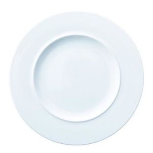 Assiette plate en faïence rebord strié D.27cm Lot de 6 MARGOT Blanc