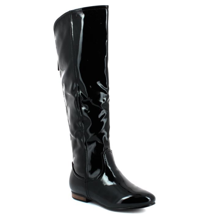 Bottes hautes vernies style cava Noir Achat / Vente Bottes hautes