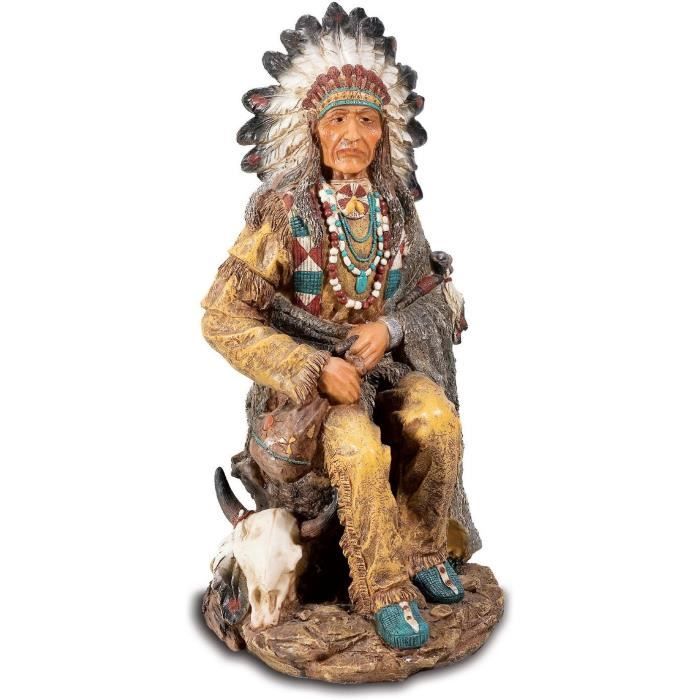 Grande statuette figurine Chef Indien 46 cm Achat / Vente statue