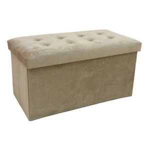 SISSY Banc coffre de rangement pliable 72x38x38 cm velours beige