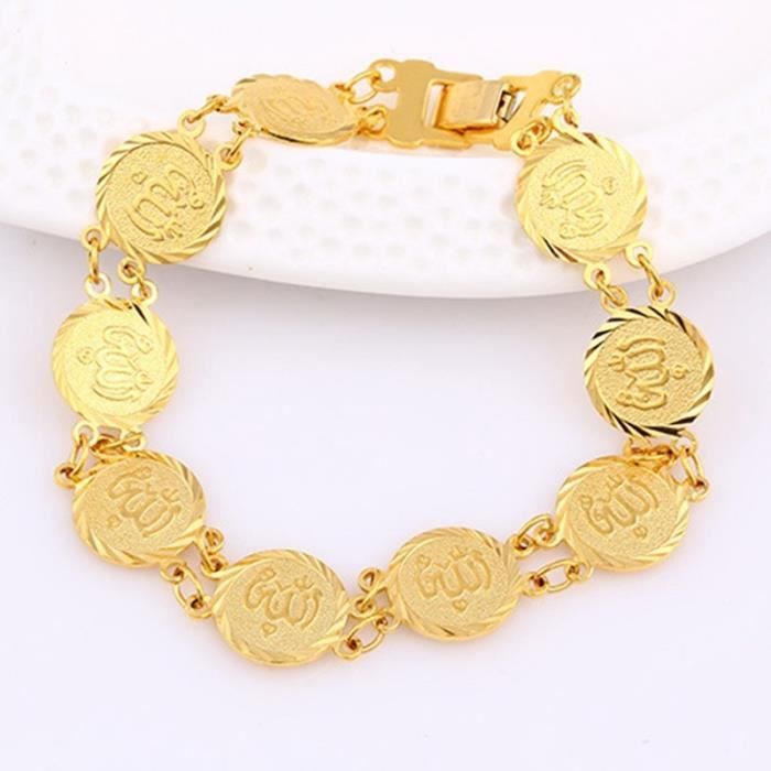 bracelet islam musulman plaqué or jaune 18 carats chaîne bracelet d