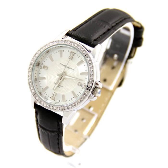 Montre Femme avec Bracelet Cuir Noir JASMIN 432 , Achat/vente montre