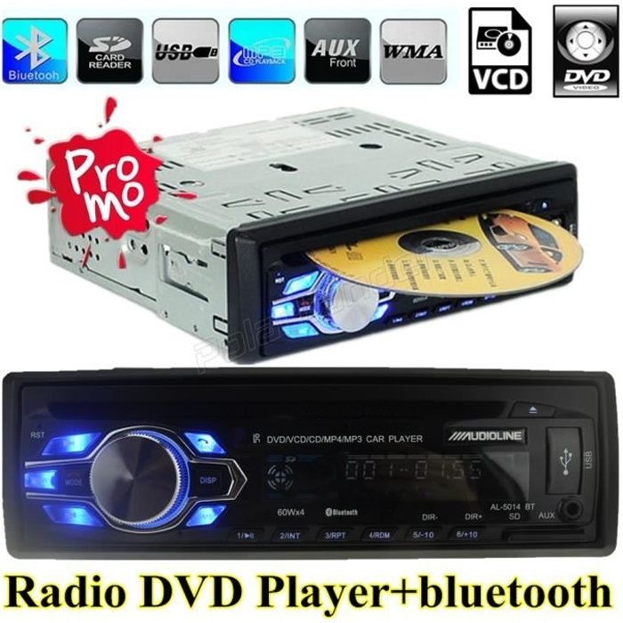 Universal 12V unique Din voiture lecteur DVD CD USB SD FM auxine Bluetooth Auto Radio MP3
