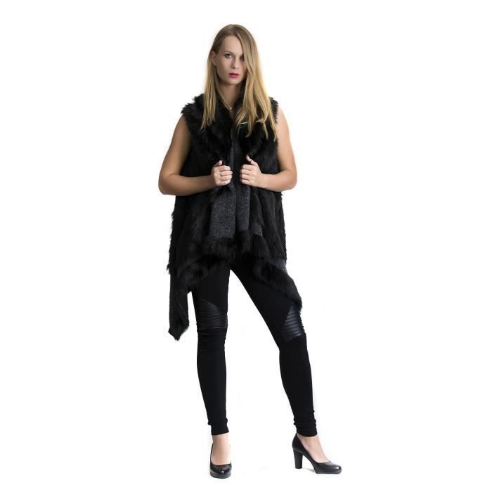 Veste jean sans manche homme pas cher fourrure femme