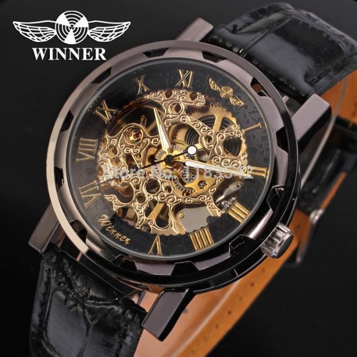 Montre De Poche Squelette Doré SEWOR - Mouvement Mécanique à Remontage Manuel - Cadran Lumineux, Chaîne Métal 36.5 Cm - Boîtier 47 Mm