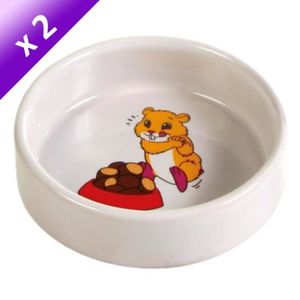 TRIXIE Lot de 2 Ecuelles céramiques pour rongeurs ? 8cm/90ml blanc