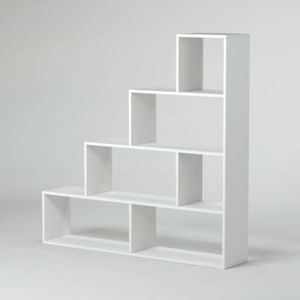 KLUM Meuble escalier contemporain mélaminé blanc brillant - L 145 cm