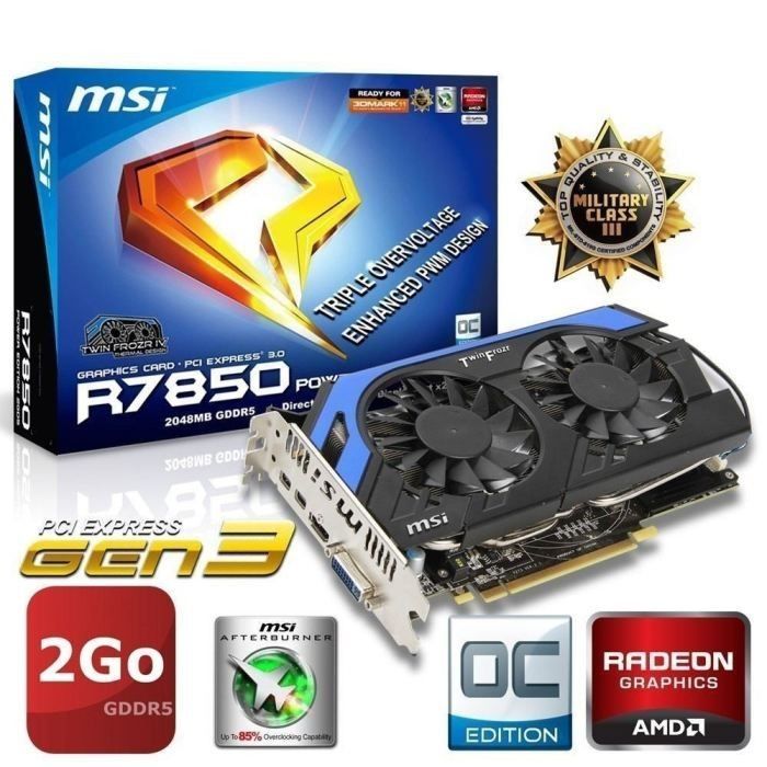MSI AMD HD7850 2Go GDDR5 OC Power Edition   Achat / Vente CARTE