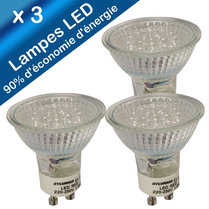 Lot de 3 Ampoules SYLVANIA Eco Energie 90 LED 1.5W GU10 Puissance