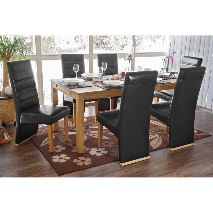 Lot de 6 chaises de salle à manger similicuir noir - Achat / Vente