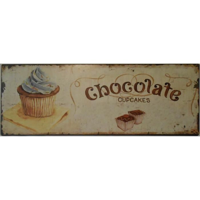 plaque décorative métal cupcakes vintage 13x36 cm - Achat ...