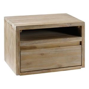 TEKA Chevet contemporain en bois teck massif sablé et verni gris clair - L 50 cm
