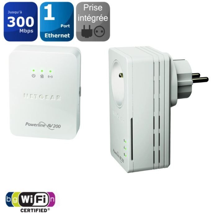 Netgear 2 CPL Wifi 200Mbps et prise XWNB1601 Prix pas cher