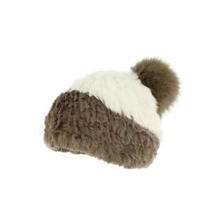 BONNET , CAGOULE Bonnet Fourrure Lapin Marron Accola Herman