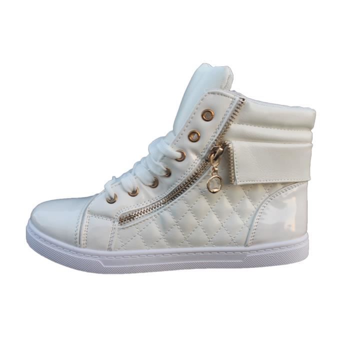 basket blanche brillante femme
