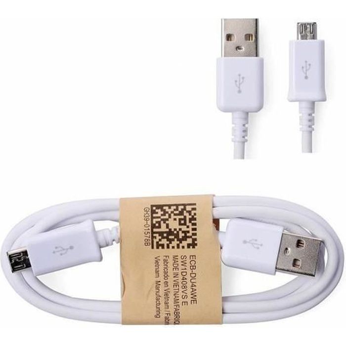 Go4U CABLE USB BLANC pour SAMSUNG Galaxy S6/S5 / S Achat câble