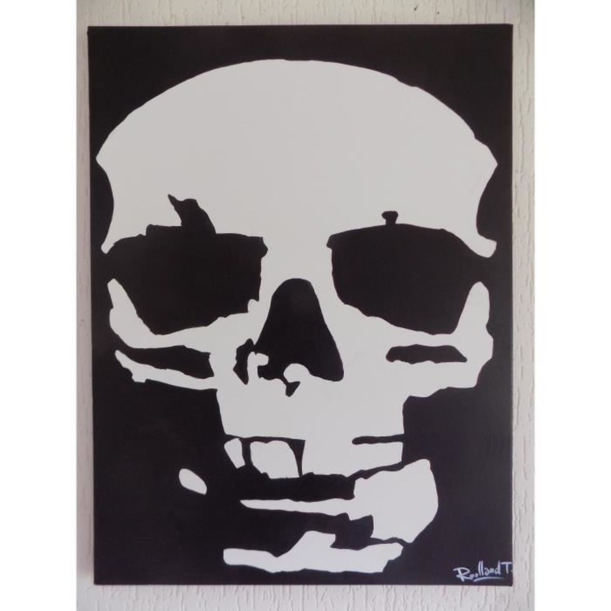 Tableau crane tete de mort (peinture toile deco design idee cadeau ...