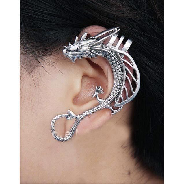 Bijou d oreille dragon à dorsale couleur argent Achat Vente