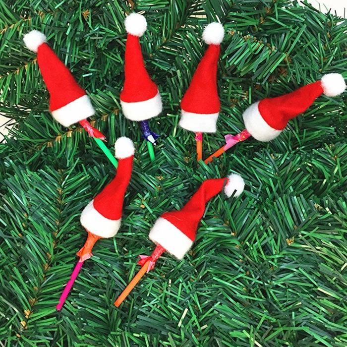 30/40 Mini Bonnets De Noël 6x12cm - Déco Sapin, Bouteilles, Vaisselle, Maisons De Poupées - Tissu Non Tissé
