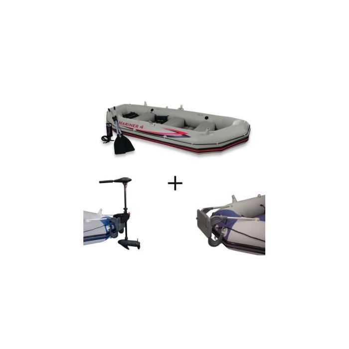 Pack Bateau Gonflable Mariner 4 + Kit de fixation + Moteur 480W 0,6CV
