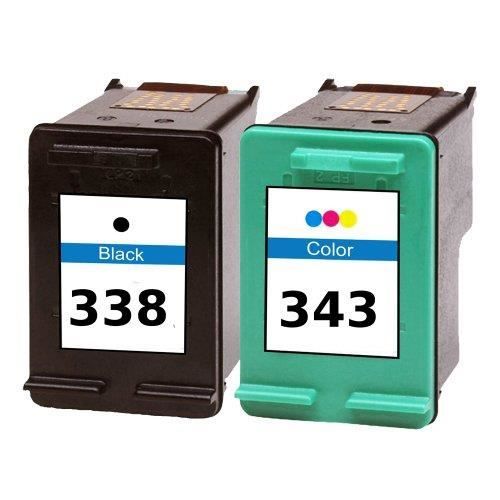 compatible HP338 HP343 HP 338 Couleur : noir Capacité : 24ml HP 343