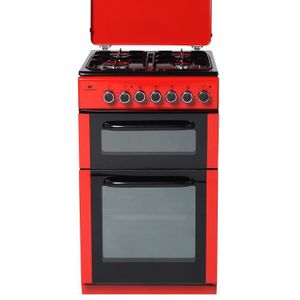 CONTINENTAL EDISON CECDF5060R Cuisini?re table gaz-4 foyers-4600W-2 Fours électriques-Catalyse-55L et 25L-A-L50 x H90cm-Rouge