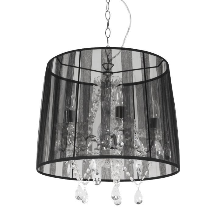 Suspension chandelier baroque 'KOSY' noire à pa Achat / Vente